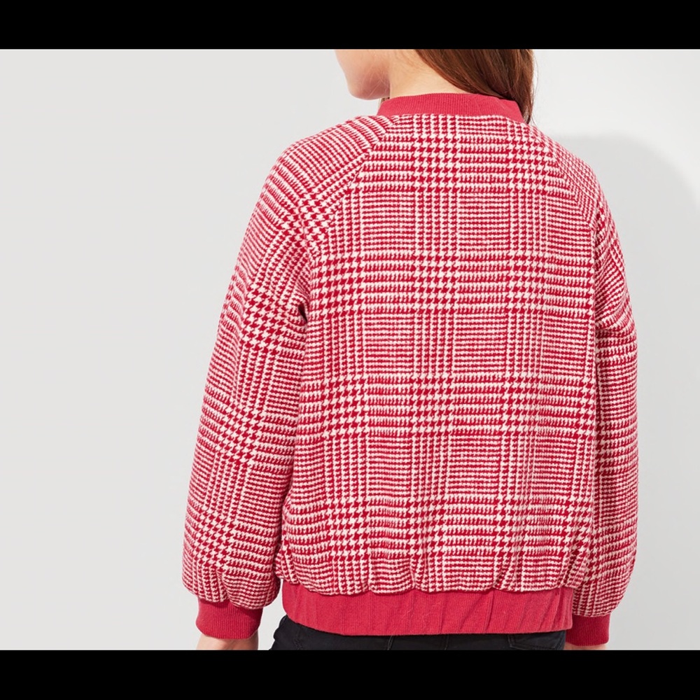 Red Plaid Full Zip Up Coat/Jacket Red/White - Picture 3 of 7